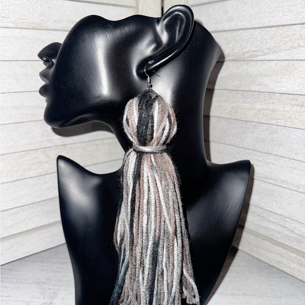 Handmade Striped Tassel Earrings  by Thedra